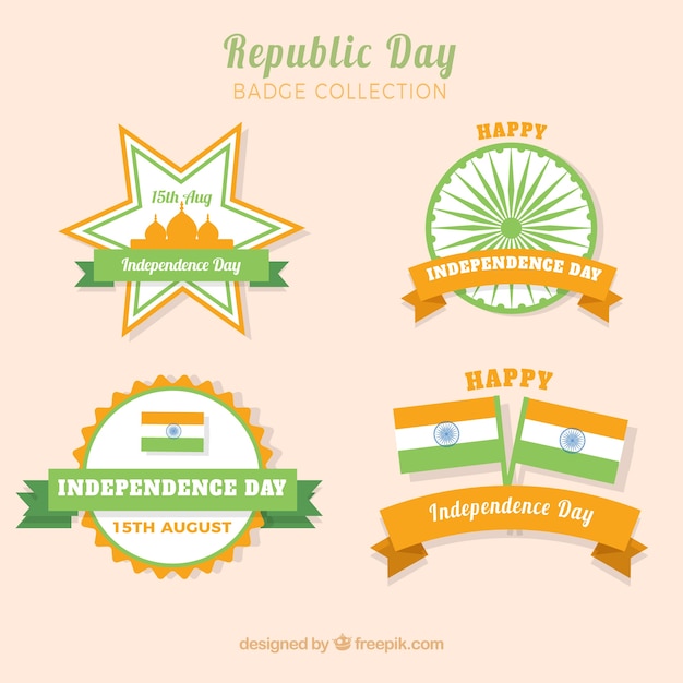 Free vector india republic day badge collection