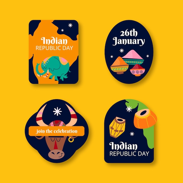 Free vector india republic day badges collection