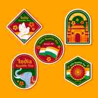 Free vector india republic day badges collection