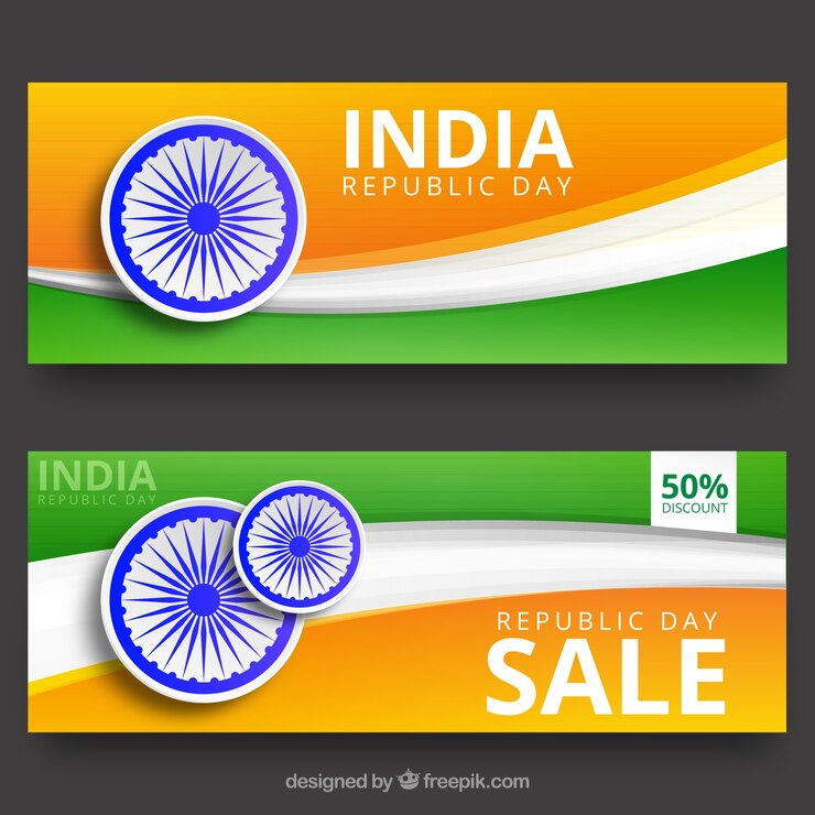 मुफ़्त वेक्टर india republic day banners pack