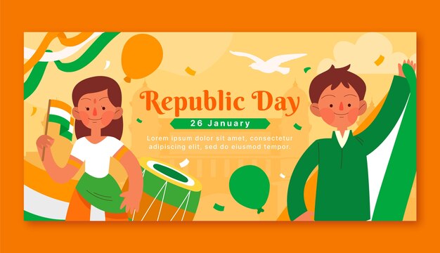 India republic day celebration horizontal banner template