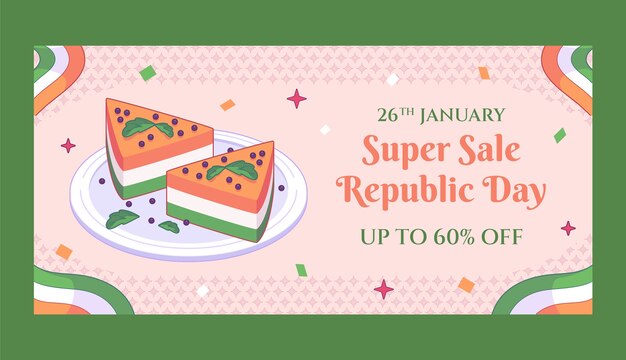 India republic day celebration horizontal sale banner template