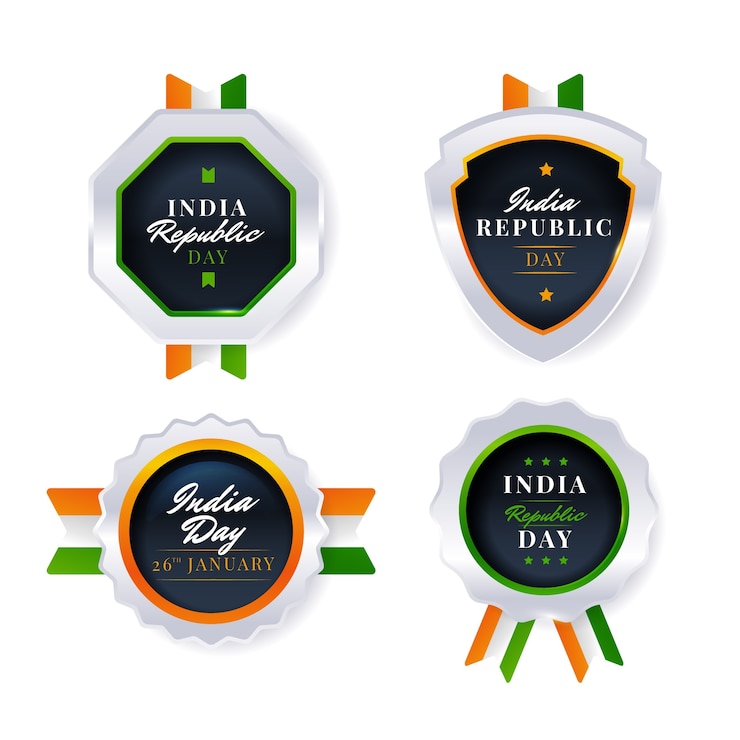 मुफ़्त वेक्टर india republic day celebration labels collection