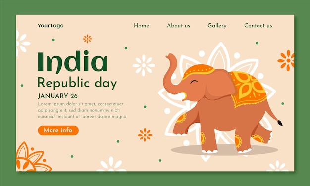 Free vector india republic day celebration landing page template