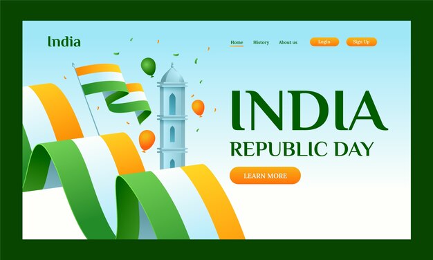 인도 공화국의 날 축하 방문 페이지 템플릿