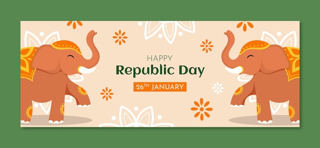 Vettore gratuito modello di copertina dei social media per la celebrazione della festa della repubblica dell'india