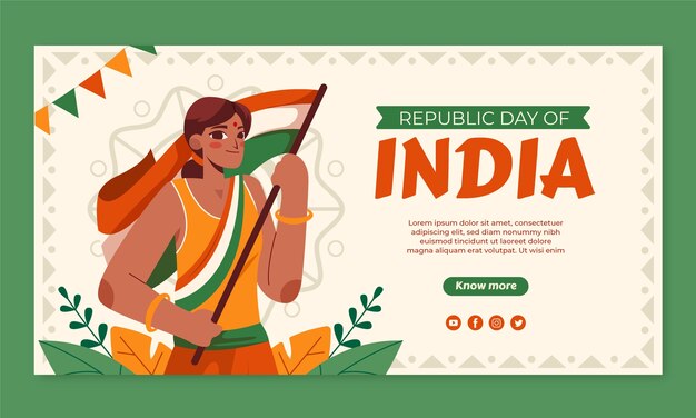 Modello promozionale dei social media per la celebrazione della festa della repubblica dell'india