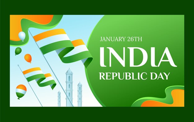 Vettore gratuito modello promozionale dei social media per la celebrazione della festa della repubblica dell'india