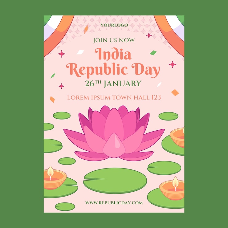 Free Vector india republic day celebration vertical poster template