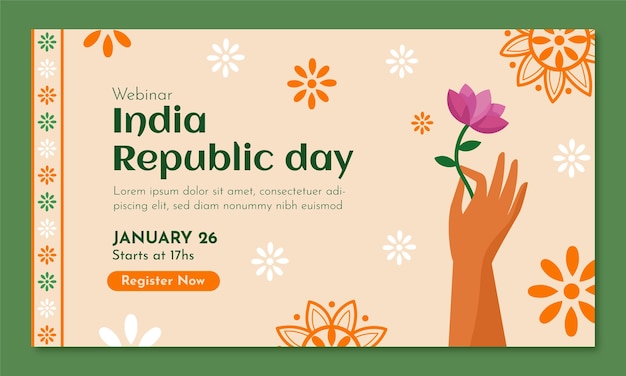 Vettore gratuito modello di webinar per la celebrazione della festa della repubblica dell'india
