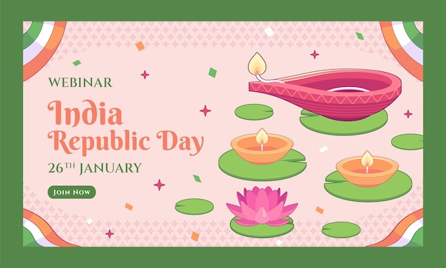 Бесплатное векторное изображение Шаблон вебинара празднования дня республики индии