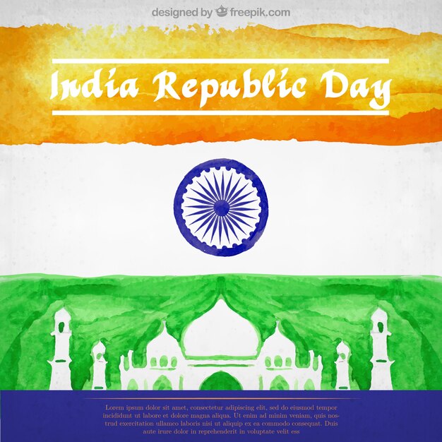 India republic day flag watercolor background