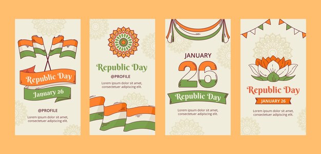 Free Vector india republic day instagram stories collection