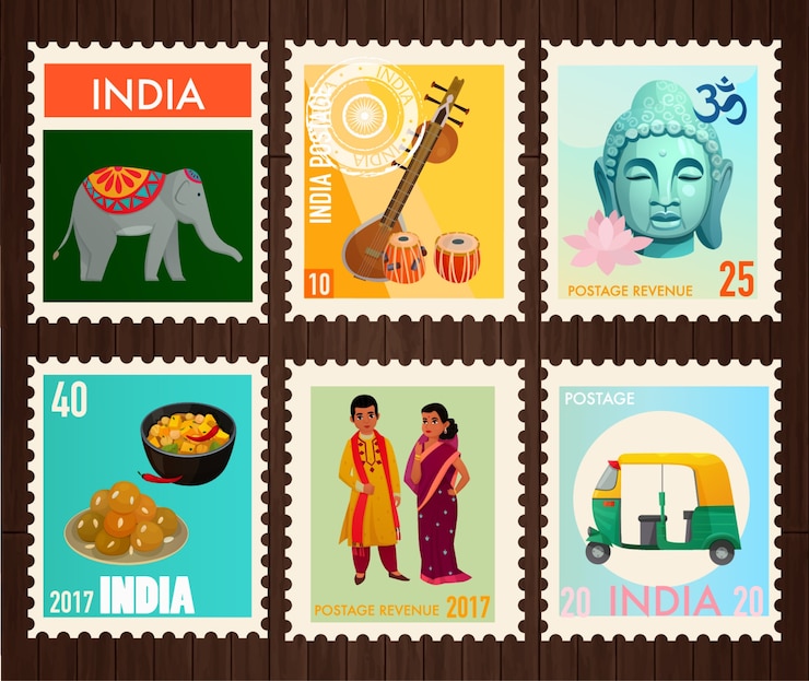 मुफ़्त वेक्टर india stamp collection