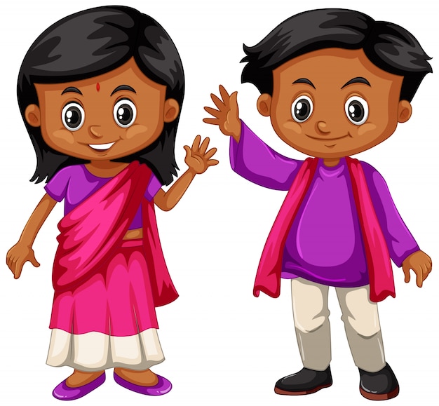 Indian boy and girl smiling