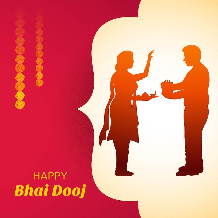 मुफ़्त वेक्टर indian brother and sister celebrating happy bhai dooj card background