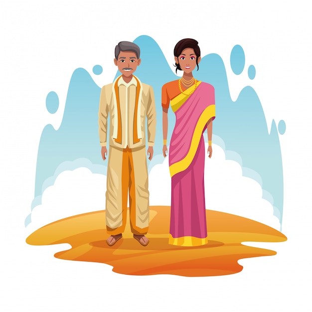 インド漫画のインドのカップル