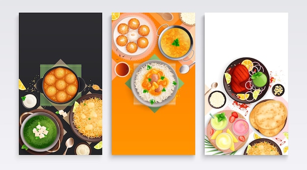 Indian cuisine cards set