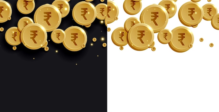 Free Vector indian currency rupee golden symbol background design