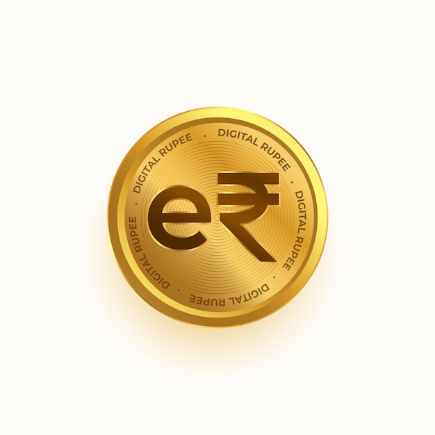 Free vector indian digital currency e rupee golden coin design vector