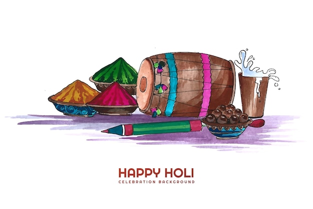 ホーリー祭カードの背景を持つ色のインドのお祭り
