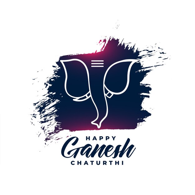 Free vector indian festival ganesh chaturthi banner in paint brush style