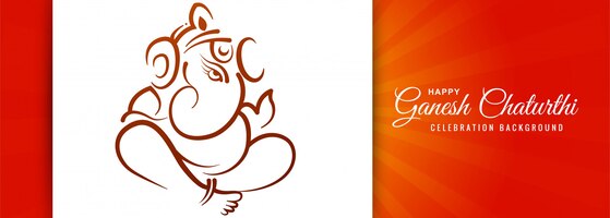 Free vector indian festival for ganesh chaturthi card banner background