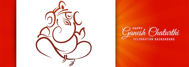 Indian festival for ganesh chaturthi card banner background