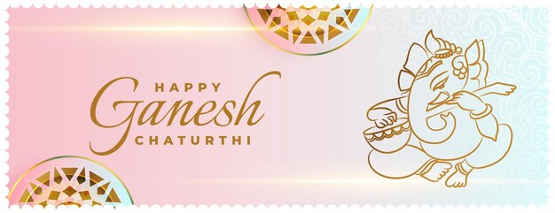 Indian festival ganesh chaturthi traditional banner in pastel color