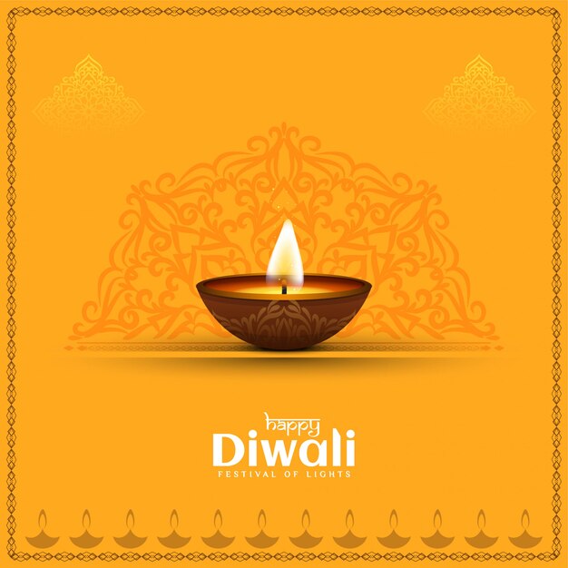 Indian festival Happy Diwali bright yellow 