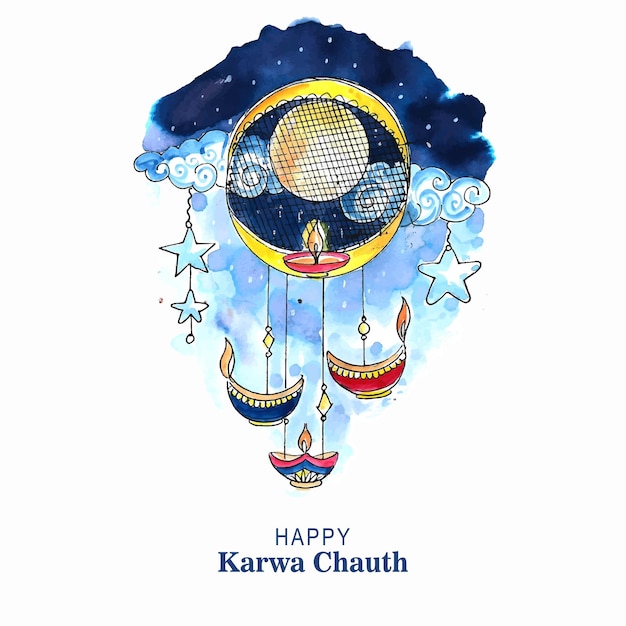 Free vector indian festival happy karwa chauth celebration background