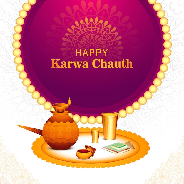 Free vector indian festival happy karwa chauth celebration background