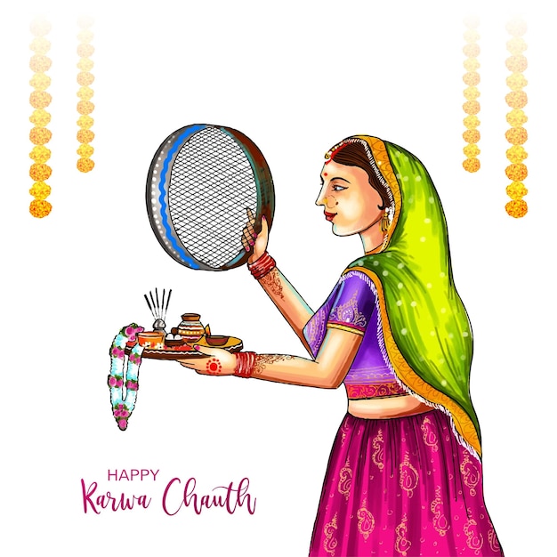 Free vector indian festival happy karwa chauth celebration background