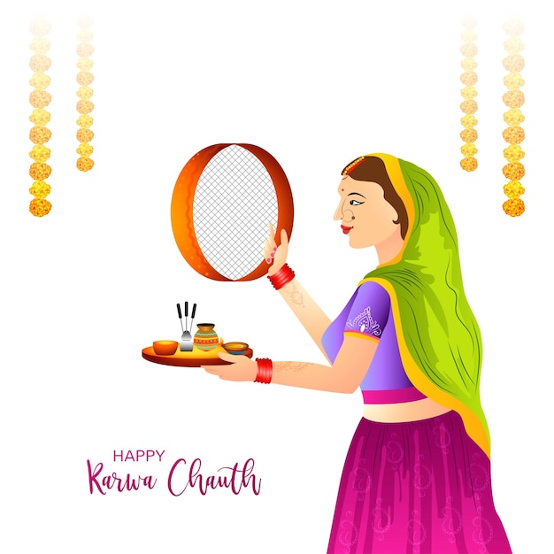 Fondo felice di celebrazione di karwa chauth di festival indiano