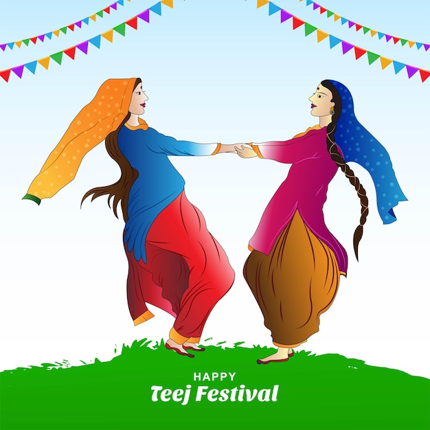 Free vector indian festival hartalika teej beautiful woman dance background