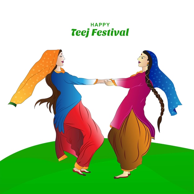 Free vector indian festival hartalika teej beautiful woman dance background