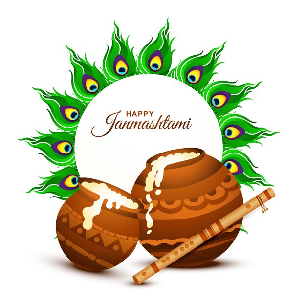 Free vector indian festival of janmashtami celebration card background