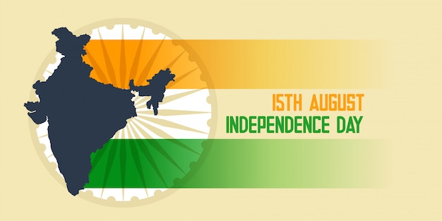 無料ベクター インドの旗と地図の独立記念日