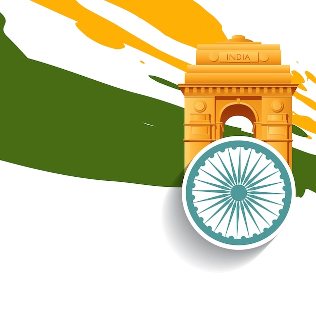 Indian flag design with india gate, dehli