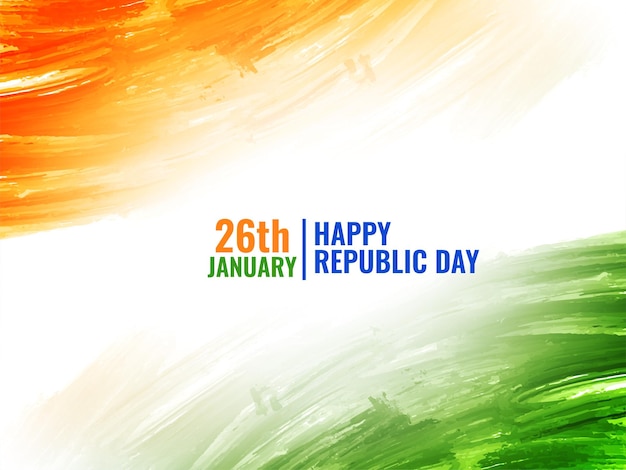 Free vector indian flag theme 26th january republic day watercolor texture background