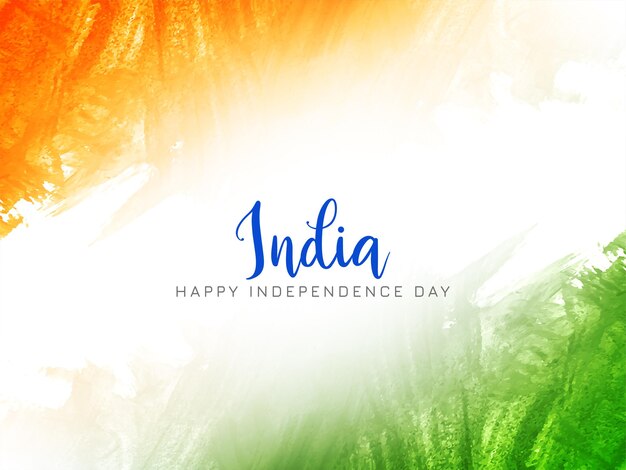 インドの旗のテーマ独立記念日のお祝い水彩背景