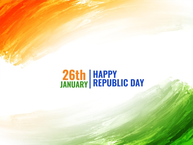 Free vector indian flag theme republic day watercolor texture patriotic background