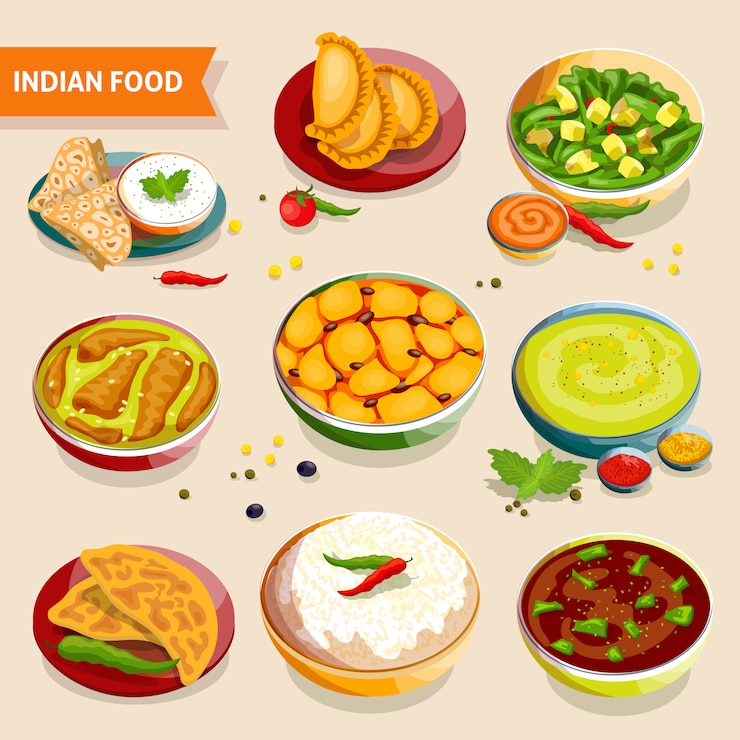 Free Vector indian food set