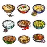 Free vector indian food set