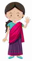 Free vector indian girl with happy face greeting