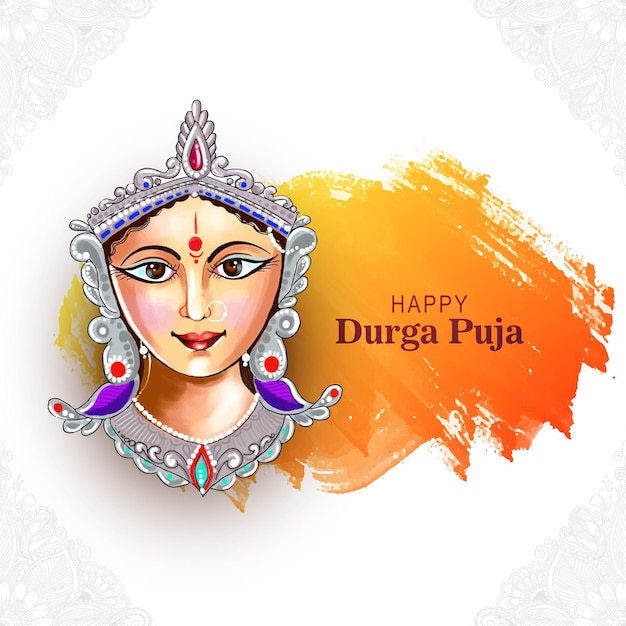 Free vector indian god durga in happy durga puja subh navratri background