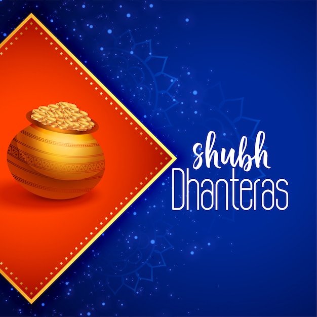 Free vector indian happy dhanteras festival greeting illustration