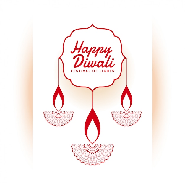 Indian happy diwali festival white illustration