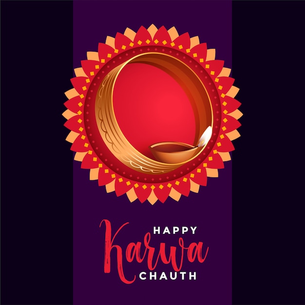 Free vector indian happy karwa chauth festival greeting card