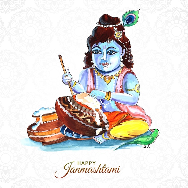 Indian hindu festival of janmashtami celebration card background